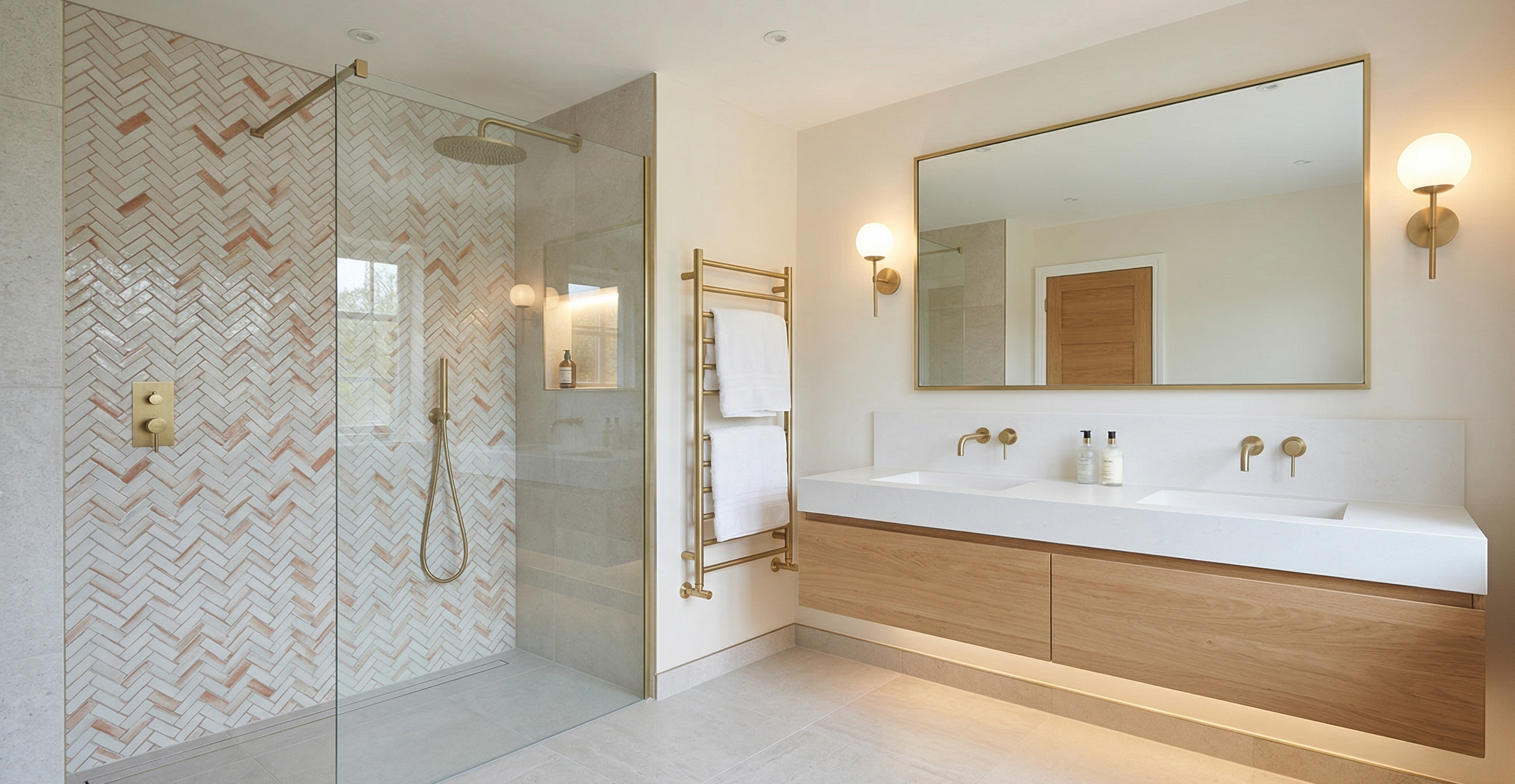 Bathroom refurbishment in Guildford with bespoke tiling
